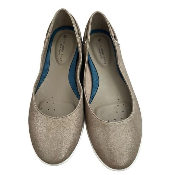 Hush Puppies The Body Shoe Ballet Flats Womens 7.5W Gold Shimmer Round Toe - Picture 2 of 9